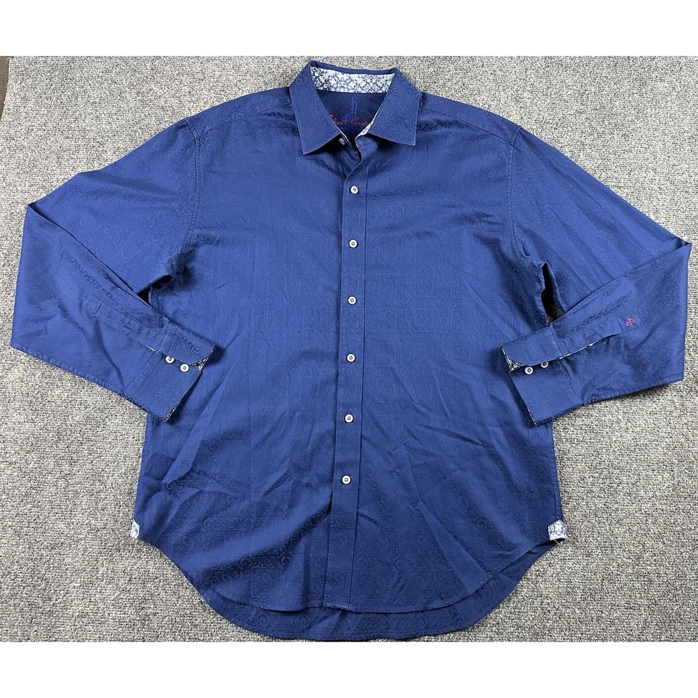 Robert Graham Paisley Blue Button Down Shirt Men's XL Geometric Accent L/S - Picture 9 of 9